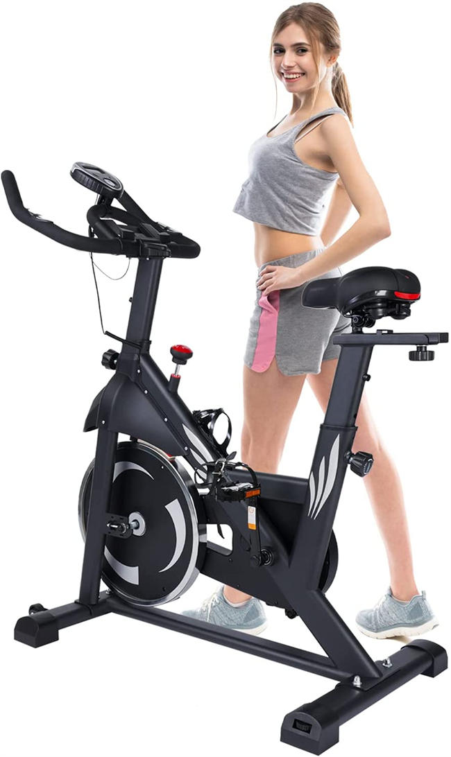 Exercise Bike Stationary - Stationary bike for home - Indoor Cycling Bike with Comfortable Seat LCD Monitor and iPad Holder